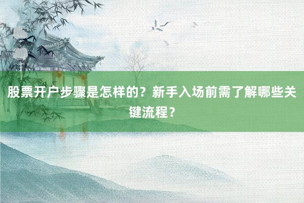 股票开户步骤是怎样的？新手入场前需了解哪些关键流程？
