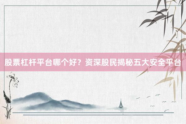 股票杠杆平台哪个好？资深股民揭秘五大安全平台