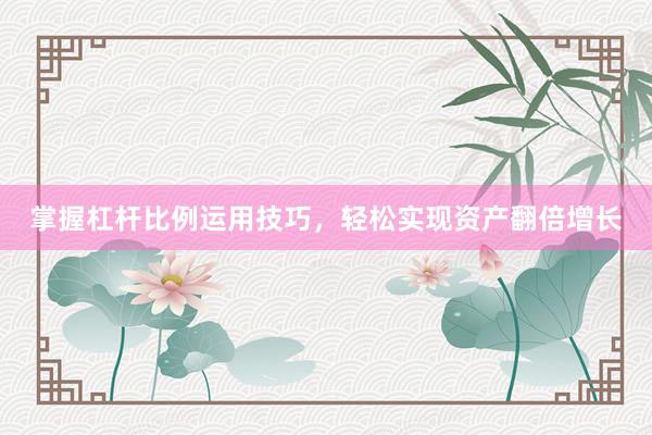 掌握杠杆比例运用技巧，轻松实现资产翻倍增长