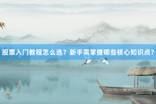 股票入门教程怎么选？新手需掌握哪些核心知识点？