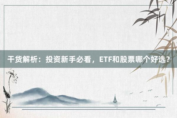 干货解析：投资新手必看，ETF和股票哪个好选？