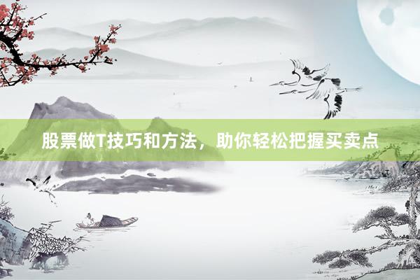 股票做T技巧和方法,助你轻松把握买卖点