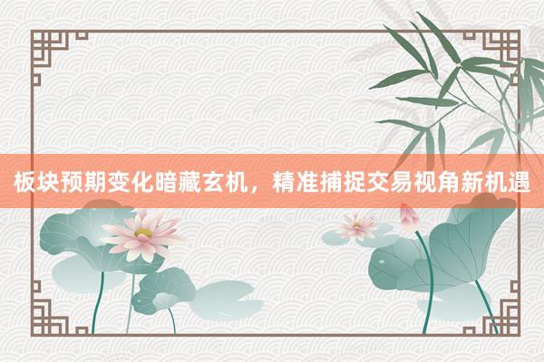 板块预期变化暗藏玄机，精准捕捉交易视角新机遇