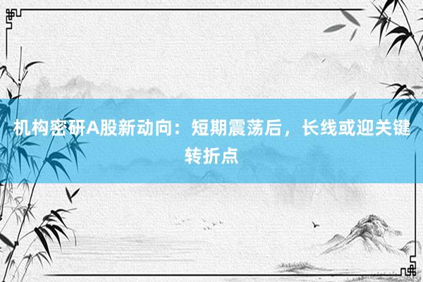 机构密研A股新动向：短期震荡后，长线或迎关键转折点