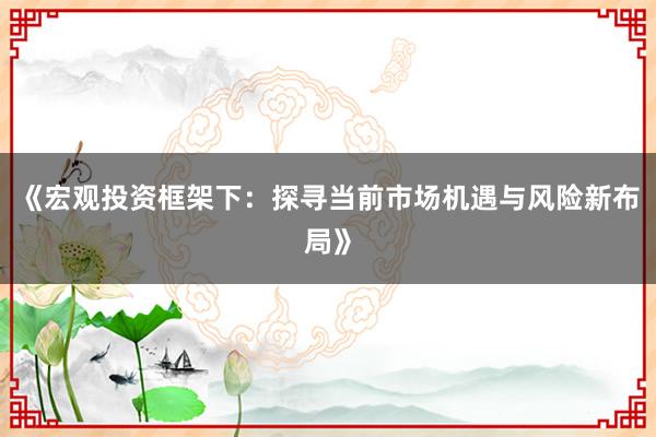《宏观投资框架下：探寻当前市场机遇与风险新布局》