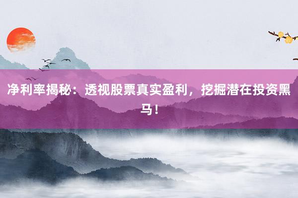 净利率揭秘:透视股票真实盈利,挖掘潜在投资黑马!