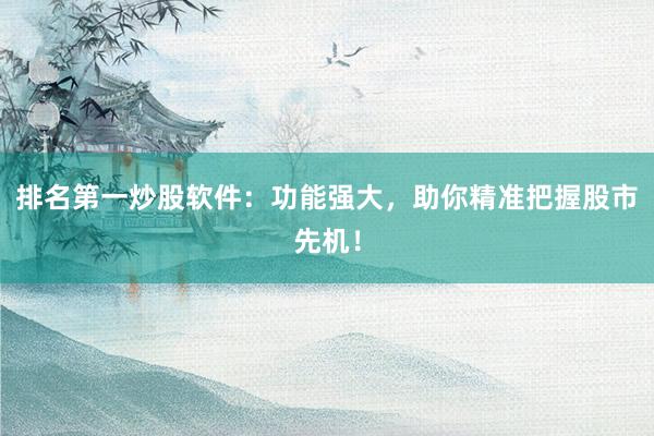 排名第一炒股软件：功能强大，助你精准把握股市先机！
