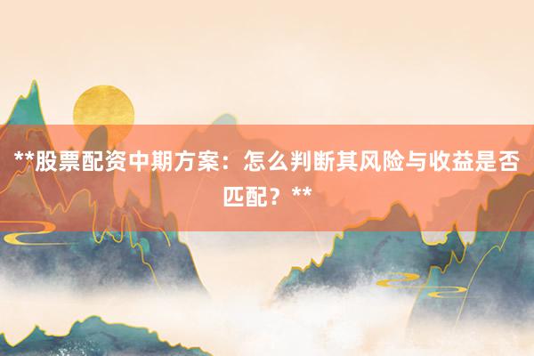 **股票配资中期方案：怎么判断其风险与收益是否匹配？**
