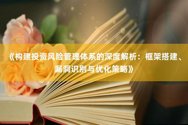 《构建投资风险管理体系的深度解析：框架搭建、漏洞识别与优化策略》