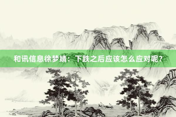 和讯信息徐梦婧：下跌之后应该怎么应对呢？